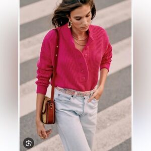 Sezane Fuchsia Lucas Knit Sweater Pink M